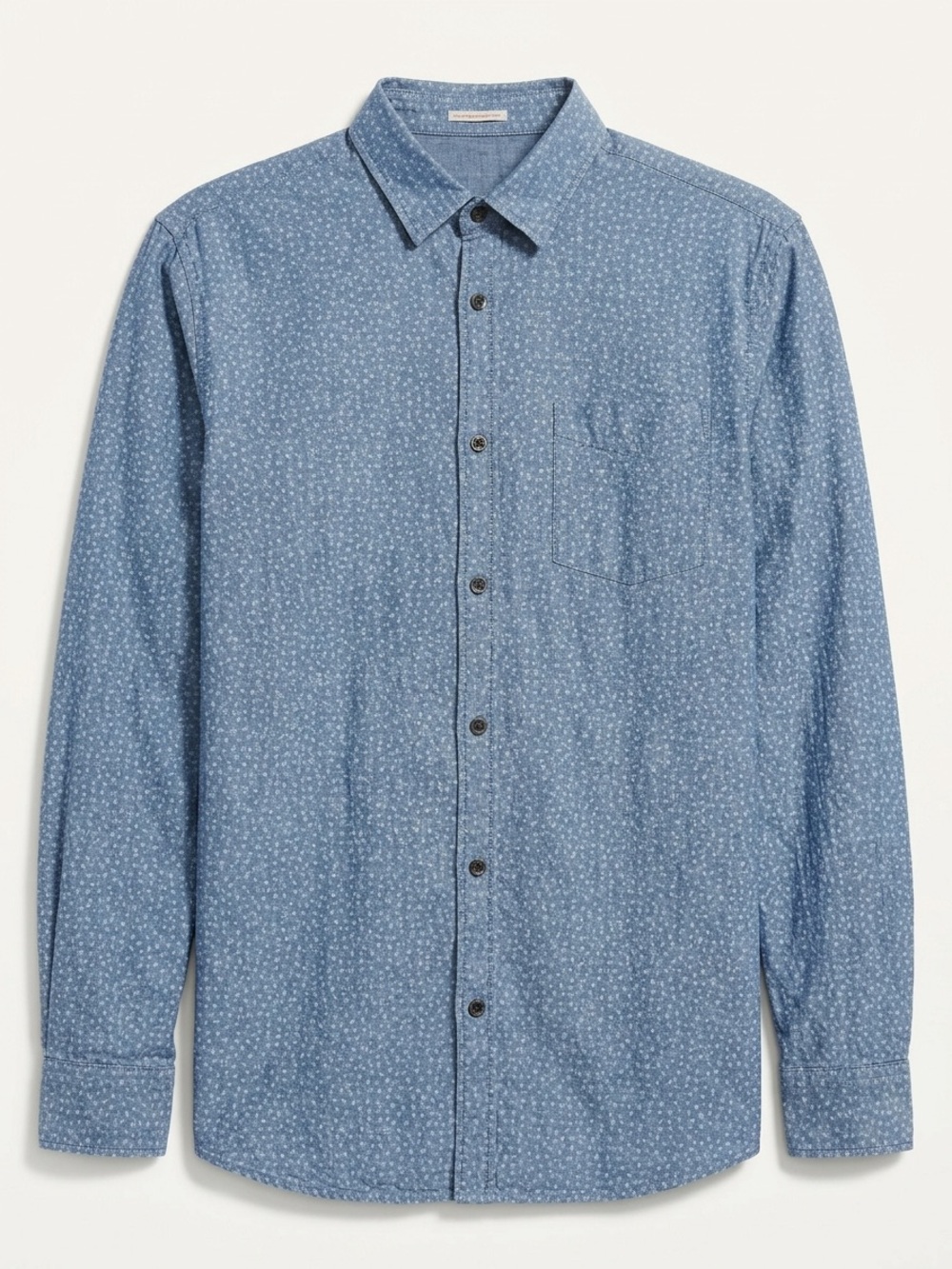 Jack & Jones Blue Patterned Long-Sleeve Button-Up Shirt • XL